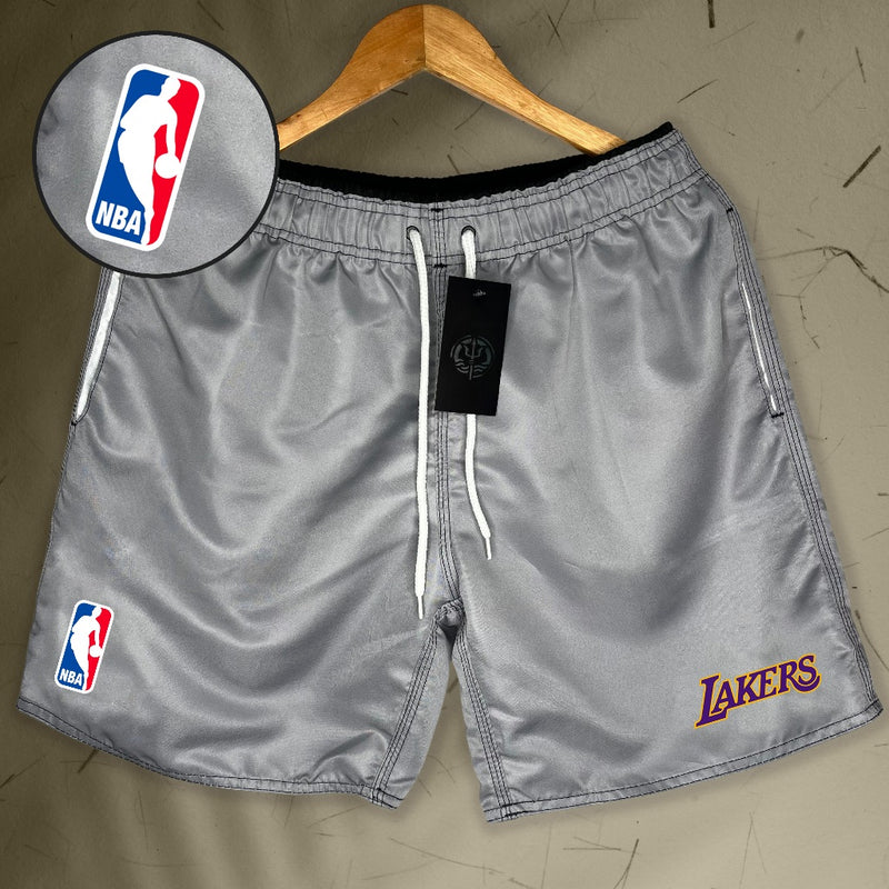Bermuda Mauricinho Masculina - NBA LAKERS Nome - Academia Corrida Basquete De Rua